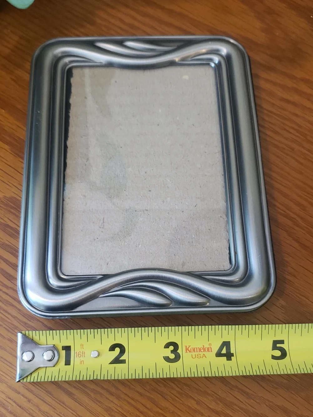 Vtg Ornate Metallic Picture Frame in Silver - Holds 3.5x5 Photo